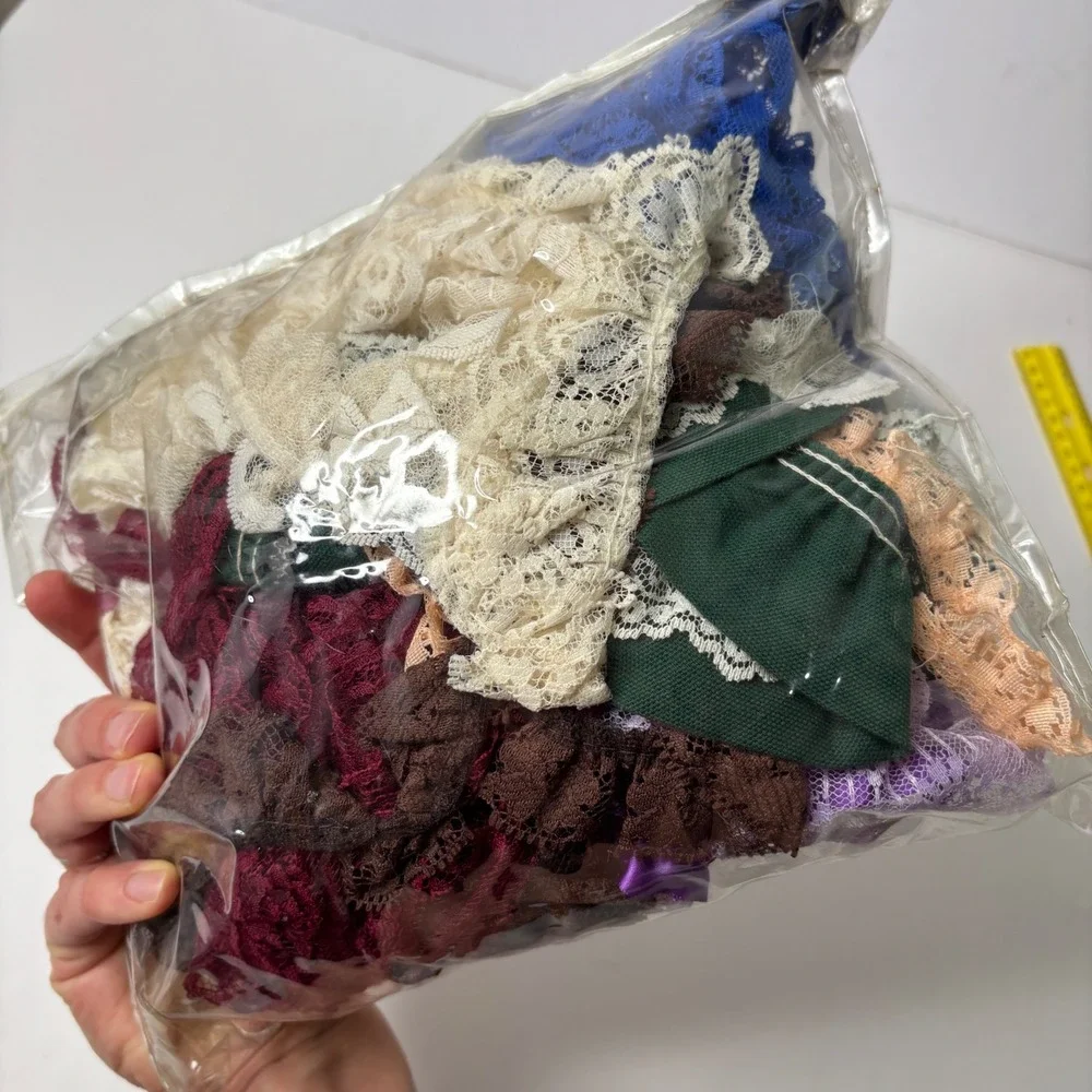 Vintage Mixed Lace Trim Remnants Scrap Lot Crafting Sewing Junk Journal 8.4oz